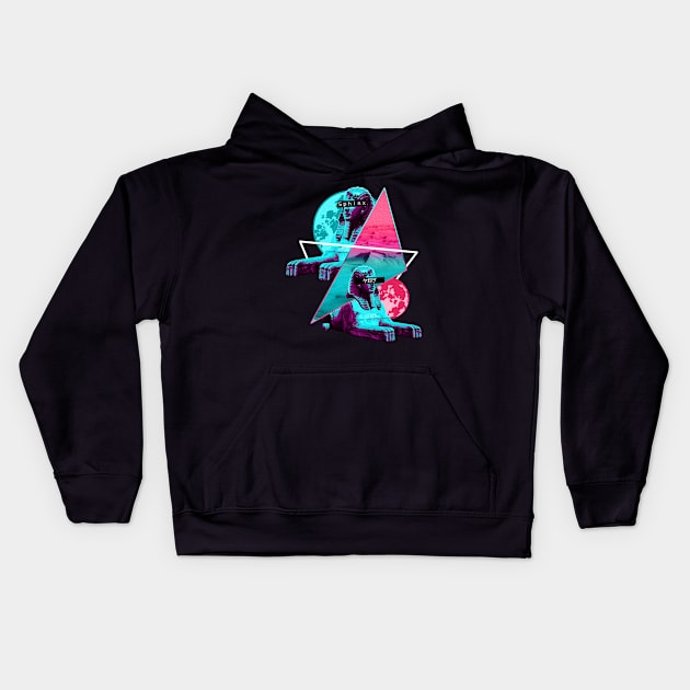 Vaporwave Sphinx Pyramids Moons Kids Hoodie by EPDesignStudio